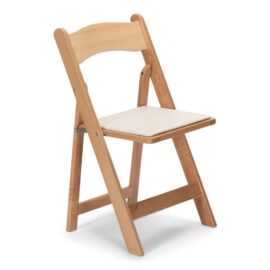 Padded folding chair, natural wood