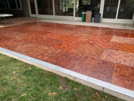 Floorlok dance floor, wood stain