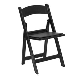 Padded folding chair, black resin
