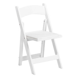 Padded folding chair, white resin