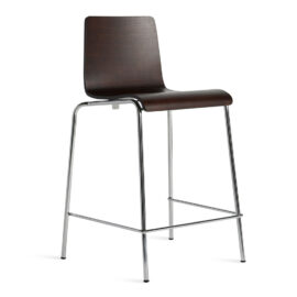 Stool with back, dark wood