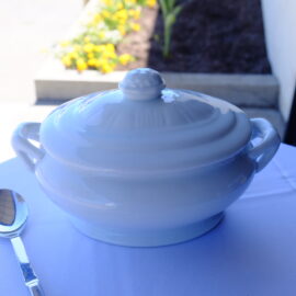White casserole with lid